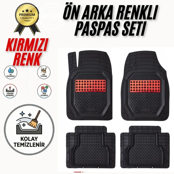 RENAULT KANGOO PANELVAN 2003  MODEL UYUMLU SİYAH- KIRMIZI RENK  PREMİUM OTO PASPAS SETİ ürün görseli 1