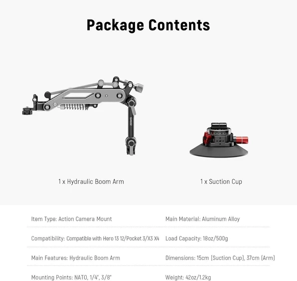 NEEWER GA022 Hydraulic Boom Arm Suction Cup - Resim 6