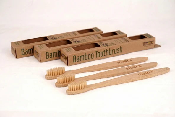 BioRLX %100 Doğal Bambu Diş Fırçası 3'lü paket ürün görseli 1