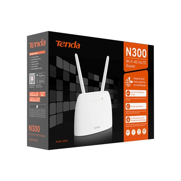 TENDA 4G06 N300 Wi-Fi 4G VoLTE Router ürün görseli 1