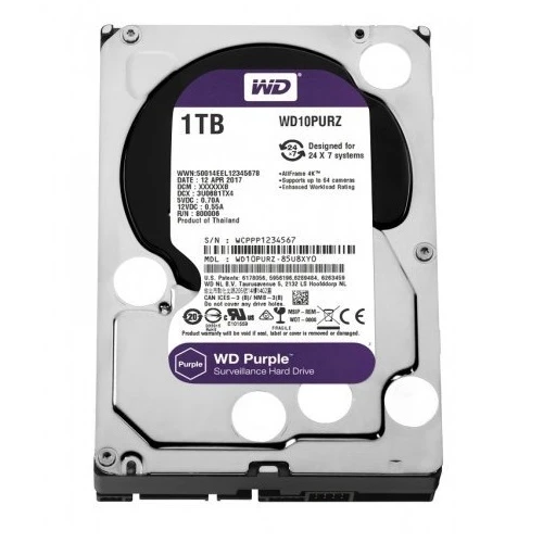 1TB WD Purple SATA 6Gb/s 64MB DV 7/24 WD10PURZ ürün görseli 1