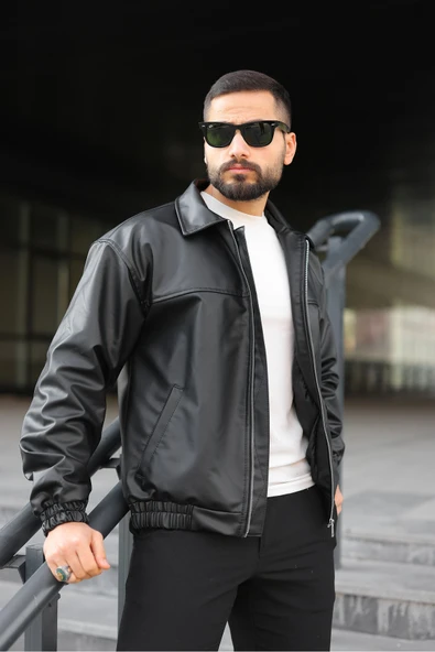Oversize Erkek Deri Ceket ürün görseli 1