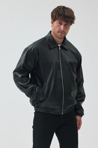 Unisex Vinatge Oversize Deri Ceket ürün görseli 1