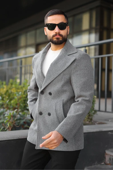 Premium Kruvaze Orta Boy Kaşe Kaban - Resim 2