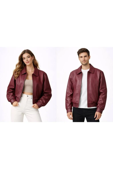 Unisex Oversize Deri Ceket - Çift Kombinleri ürün görseli 1