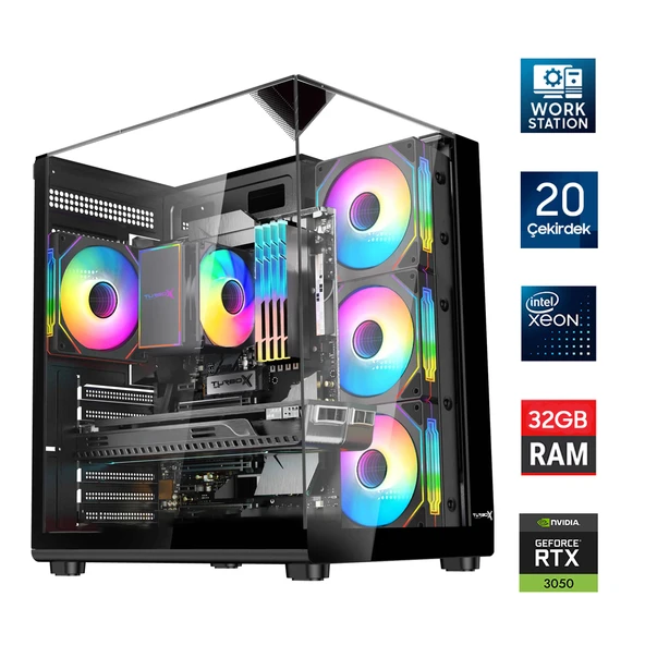 Turbox Xeon E5 2650 v3 Server İşlemcili 20 Çekirdek 32GB DDR4 1TB NVMe RTX3050 Workstation Oem Paket ürün görseli 1