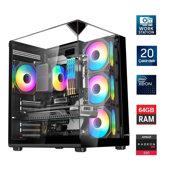 Turbox Xeon E5 2650 v3 Server İşlemcili 20 Çekirdek 64GB DDR4 1TB NVMe RX550 Workstation Oem Paket ürün görseli 1