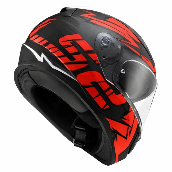 LS2 RAPID 2 CROMO FULLFACE KASK MAT SİYAH-MAT KIRMIZI - Resim 2