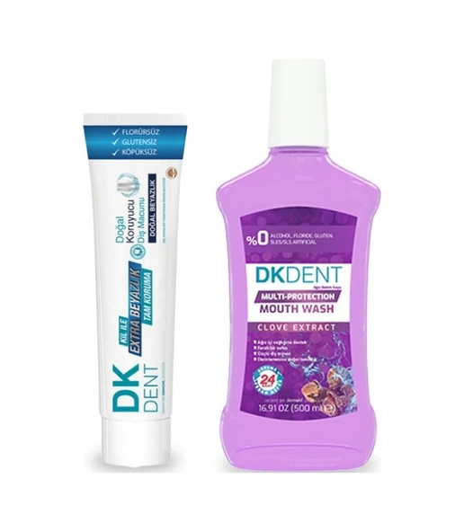 DKDENT Karanfil Özlü Ağız Bakım Suyu 500 ml + Ekstra Beyazlık Tam Koruma Diş Macunu 75 ml ürün görseli 1