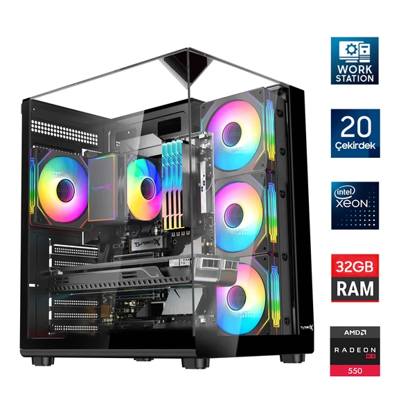 Turbox Xeon E5 2650 v3 Server İşlemcili 20 Çekirdek 32GB DDR4 1TB NVMe RX550 Workstation Oem Paket ürün görseli 1