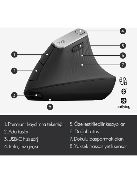 LOGITECH MX VERTICAL MOUSE 910-005448 - Resim 6