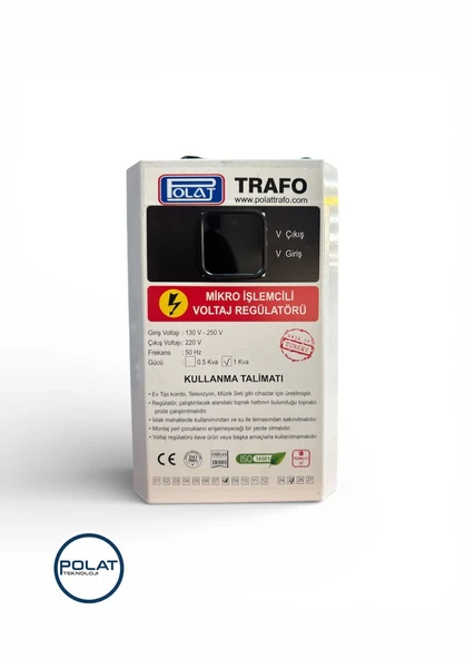 Polat Trafo 1 kVA (1000VA) Mikro İşlemcili Kombi ve TV Voltaj Regülatörü (Dijital Ekranlı) ürün görseli 1
