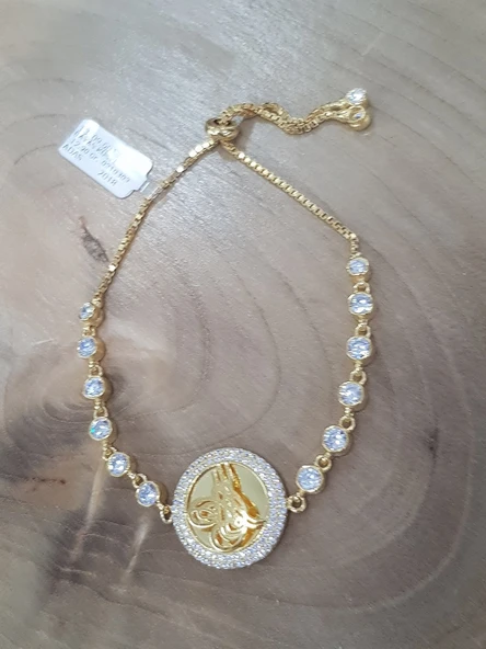 Osmanlı Tuğra Altın Kaplama Asansörlü Gümüş Bileklik ürün görseli 1