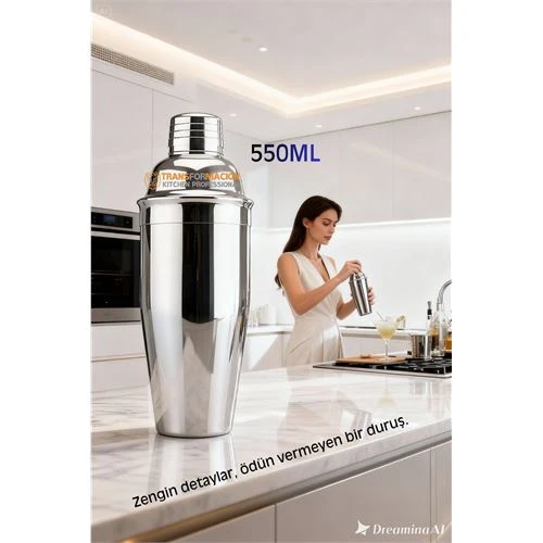 550 ml Inox Shaker - Kokteyl Karıştırma Kabı  Süzgeçli Bar Shaker Paslanmaz Çelik ürün görseli 1