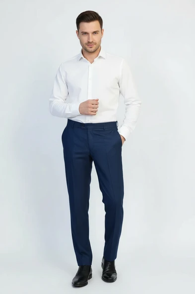 Lacivert Mikro Desenli Slim Fit Kumaş Pantolon-Wessi ürün görseli 1