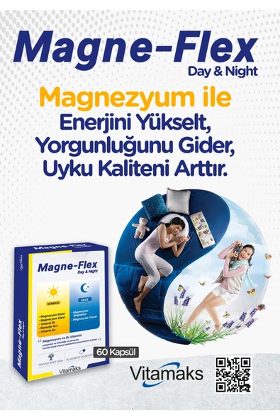 Magne-Flex Day&Night Magnezyum 30 Gündüz 30 Gece 60 Kapsül ürün görseli 1