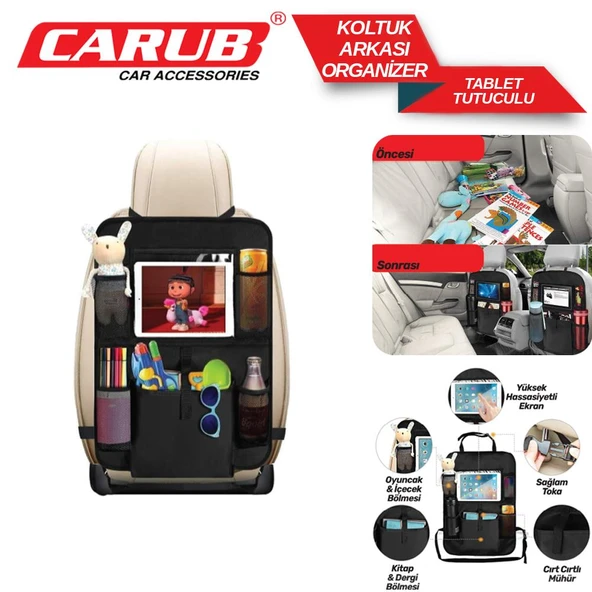 CARUB Araç Koltuk Arkası Organizer Tablet Tutuculu ürün görseli 1