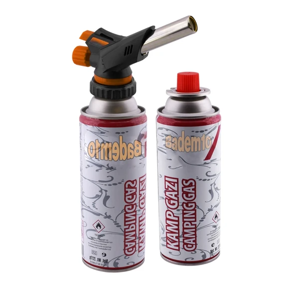CAMPING TIME Çakmaklı Pürmüz Touch Set 2 Adet Bütan Propan Kamp Gazı Kartuş 400ml 227gr ürün görseli 1