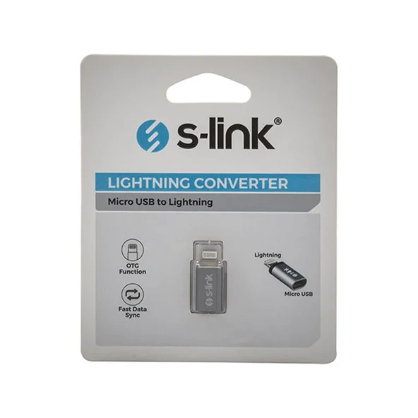 S-link SL-TA20M Gümüş Metal Gövde MicroUSB 5pin F to Lightning M Çevirici ürün görseli 1