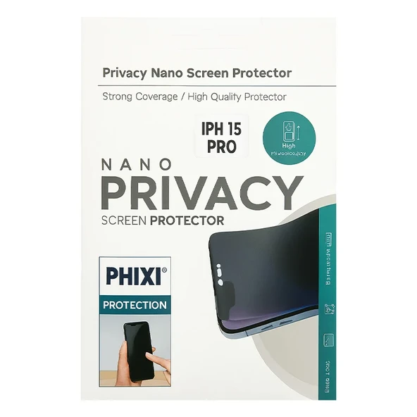PHIXI Privacy Nano Ekran Koruyucu – iPhone 15 Pro ürün görseli 1