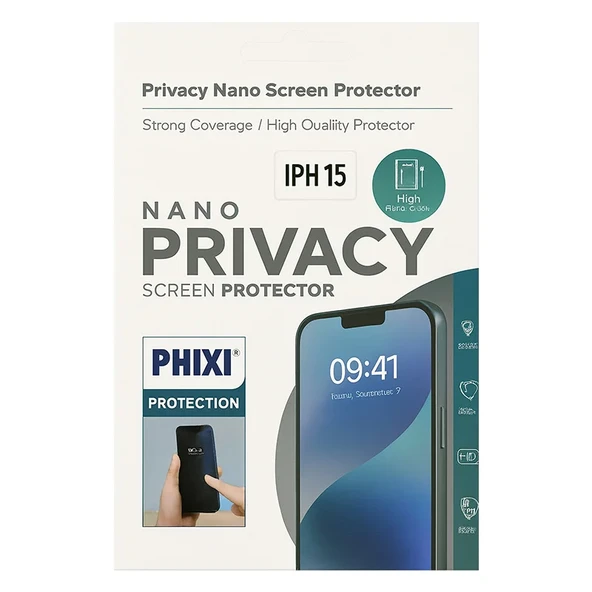 PHIXI Privacy Nano Ekran Koruyucu İPH 15 ürün görseli 1