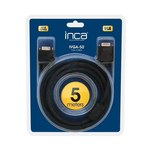Inca IVGA-50 Vga 5MT Altın Uçlu Blister VGA Kablo ( yüzde 99.50 Bakır) ürün görseli 1