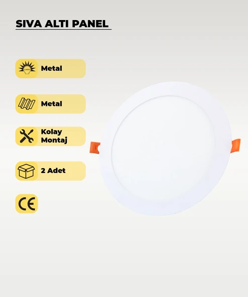 15W Sıva Altı Yuvarlak Slim Led 3200K Sarı Işık 2 Adet ürün görseli 1