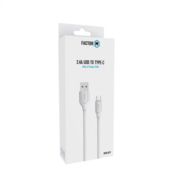 Factor-M USB to Type-C Data Kablo 2.4A 1M -Beyaz ürün görseli 1