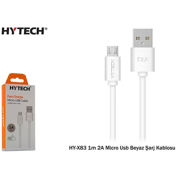 Hytech Hyx83 1M 2A Micro Usb Beyaz Şarj Kablosu ürün görseli 1