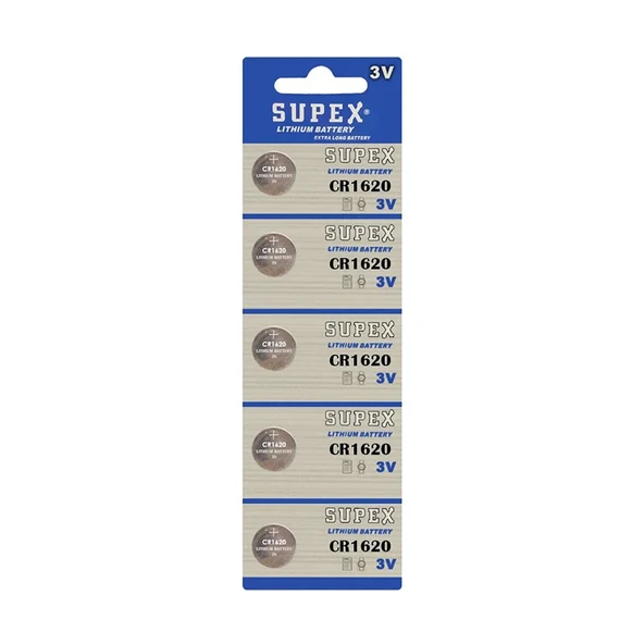 Supex CR1620-C5 3V Lityum Düğme Pil 5'li Paket ürün görseli 1