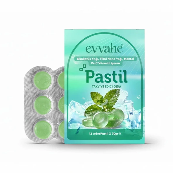 Okaliptüs Yağı, Tıbbi Nane Yağı, Mentol Ve C Vitamini içeren Pastil Takviye Edici Gıda ürün görseli 1