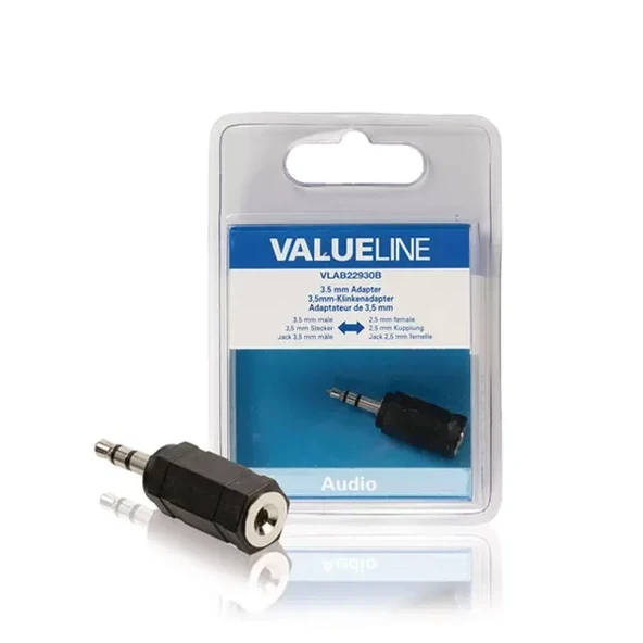 Valueline Ses Adaptörü 3,5 Mm Erkek  2,5 Mm Kalın Siyah ürün görseli 1