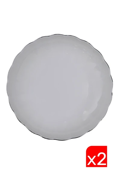 Kütahya Porselen Bone Luz Platin Fileli Çukur Tabak 20cm 2 li ürün görseli 1