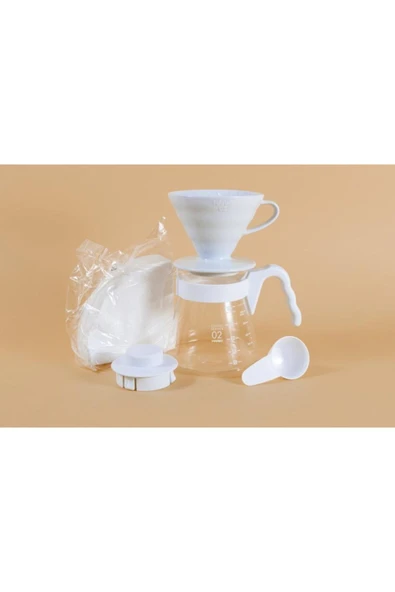 V60 02 Seramik Kahve Demleme Seti Beyaz ürün görseli 1