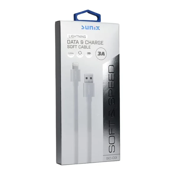 Sunix SC03 Soft Kablo Lightning Şarj Kablo Beyaz - Resim 2