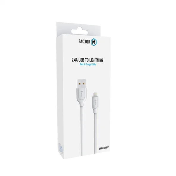 Factor-M USB to Lıghtnıng Data Kablo 2.4A -Beyaz ürün görseli 1