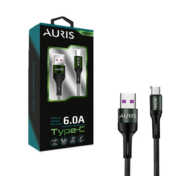 Auris CB64 Type-C 6 Amper Örgülü Kablo ürün görseli 1