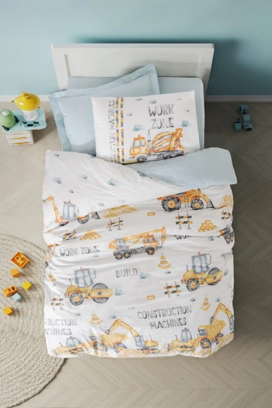 Cotton Box Genç Ranforce Nevresim Takımı Tek Kişilik Buildo Mavi ürün görseli 1