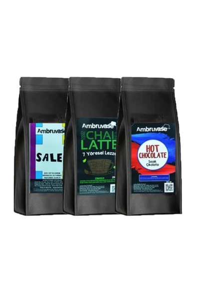 Kış Içecekleri Seti ( Sıcak Çikolata Salep Chai Tea) 250 gr x 3 ürün görseli 1