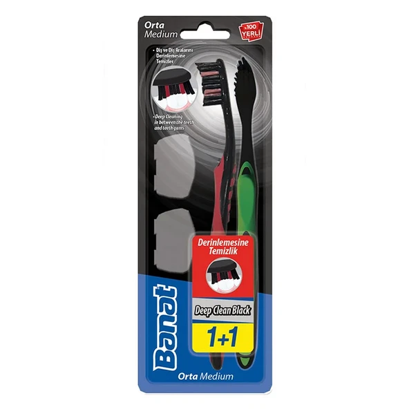 Banat Deep Clean Black Derinlemesine Temizlik Diş Fırçası 1+1 Orta ürün görseli 1