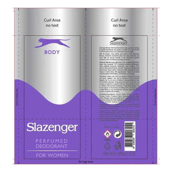Slazenger Women Perfumed Deodorant Mor, 150 ml - Resim 2