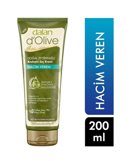 DALAN D'OLİVE DOĞAL Z.YAĞLI BESLEYİCİ SAÇ KREMİ 200ML HACİM VEREN ürün görseli 1