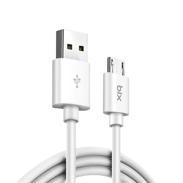 Bix bx100mw 3a usb-a to mıcro usb Chargıng cable,Beyaz ürün görseli 1