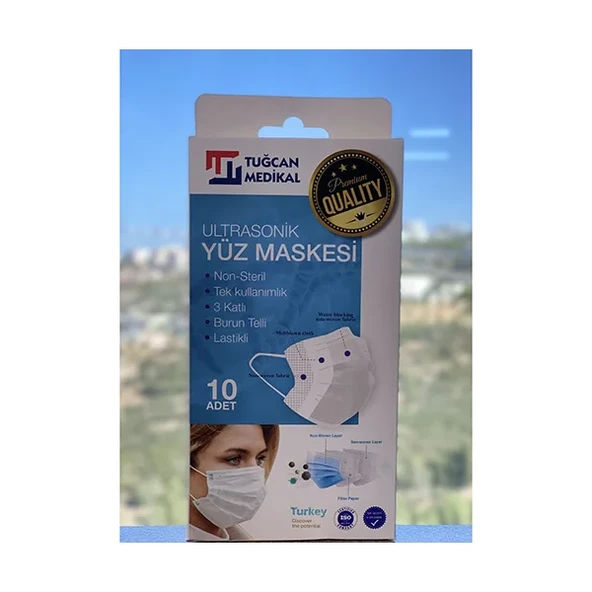 Tuğcan Medikal 3 Katlı Telli Meltblownlu Cerrahi Maske Beyaz 10'Lu Kutu ürün görseli 1