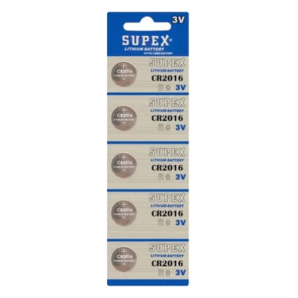 Supex Cr2016 3V Lityum 5Li Blister Pil ürün görseli 1
