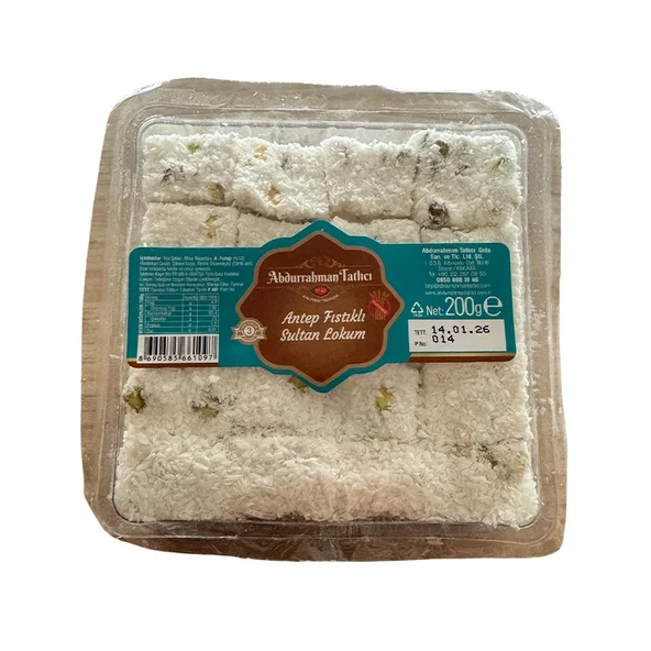 Abdurrahman Tatlıcı Antep Fıstıklı Sultan Lokumu 200 gr ürün görseli 1