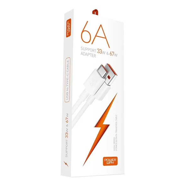 Powerway M6 Type-C To Usb-A Pd 67W 6A Şarj ve Veri Aktarım Kablosu ürün görseli 1