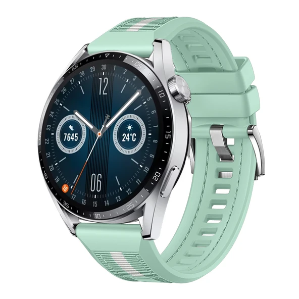 Huawei Watch GT3 Pro GT3 GT2 46mm SportStripe Örgü Desen Metal Tokalı Silikon Akıllı Saat Kordonu  Yeşil ürün görseli 1