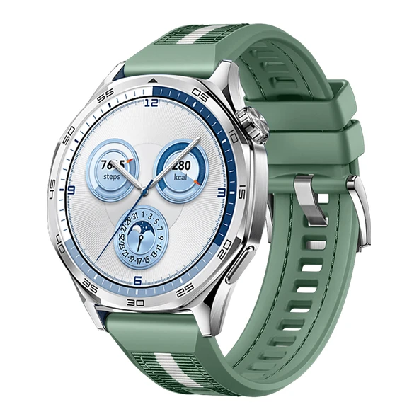 Huawei Watch GT5 46mm İle Uyumlu SportStripe Örgü Desen Metal Tokalı Silikon Akıllı Saat Kordonu  Yeşil ürün görseli 1
