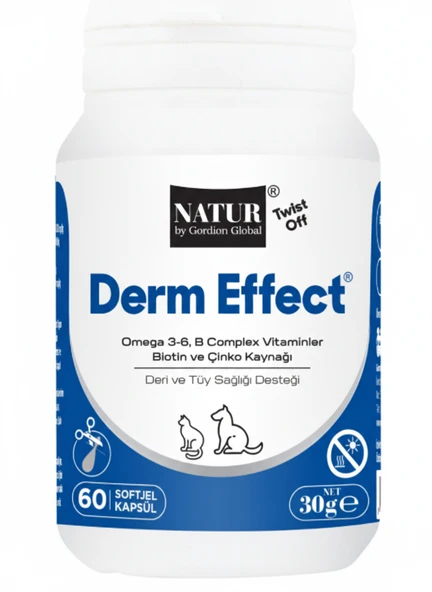 Derm Effect Kedi ve Köpek Deri Tüy Bakım Vitamini - Tüy Dökülmesine Karşı Biotin ve Çinko Desteği ürün görseli 1